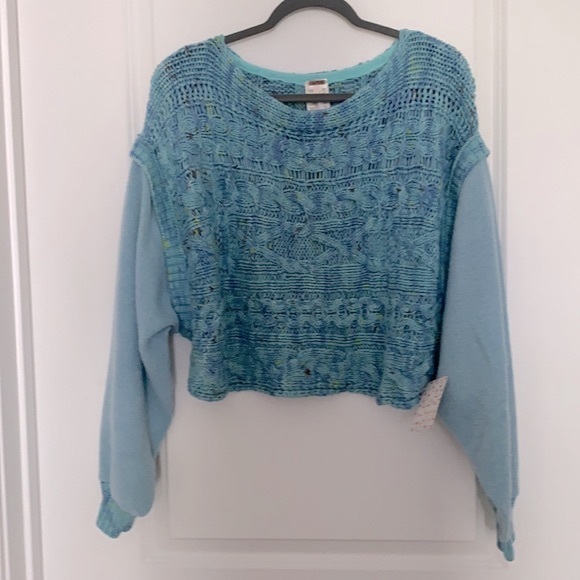 FREE PEOPLE Siren Blue Cable Knit Combo Vest Sweater - Picture 5 of 15